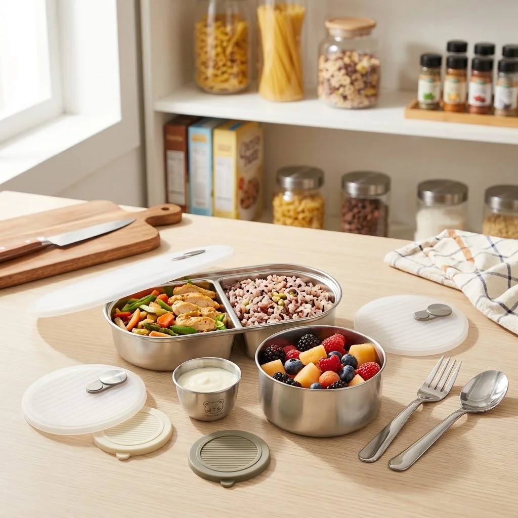علبة طعام من الفولاذ المقاوم ل - مراجعة Food Storage With Dividers وسعره