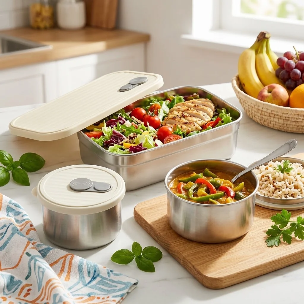 طقم علب طعام من الفولاذ المقاو - مراجعة Food Storage Oven Safe وسعره