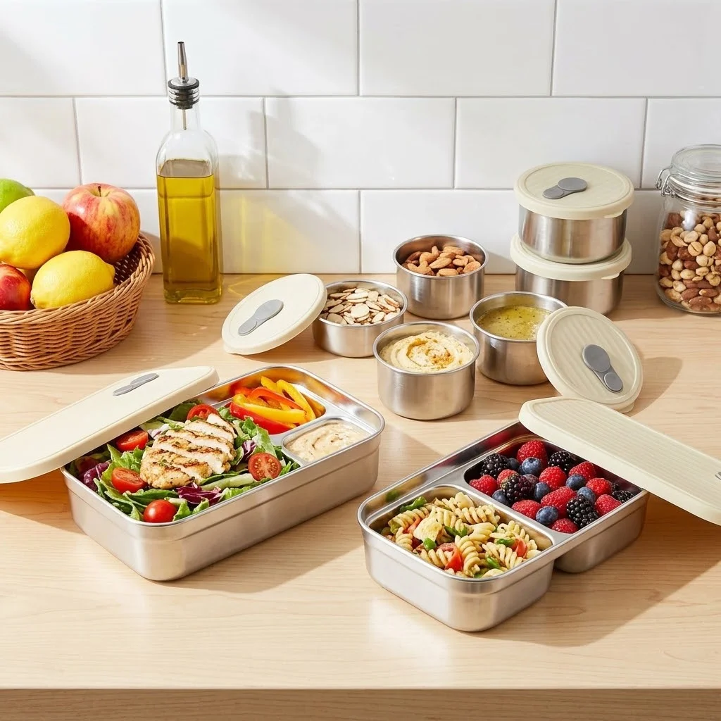 طقم علب طعام من الفولاذ المقاو - مراجعة Food Storage Oven Safe وسعره